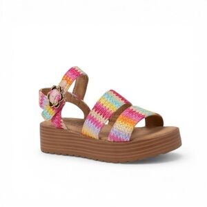 Blowfish Malibu Journey multi Raffia Zigzag kids Sandals, size 5